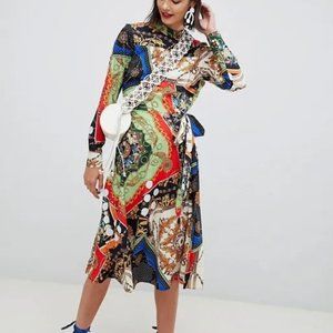 ASOS Design Scarf Print Midi Dress